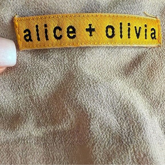 Alice + Olivia Pink Silk Chiffon Long Dress Sz S Paisley Print V-Neck Slit Gown - Picture 7 of 9